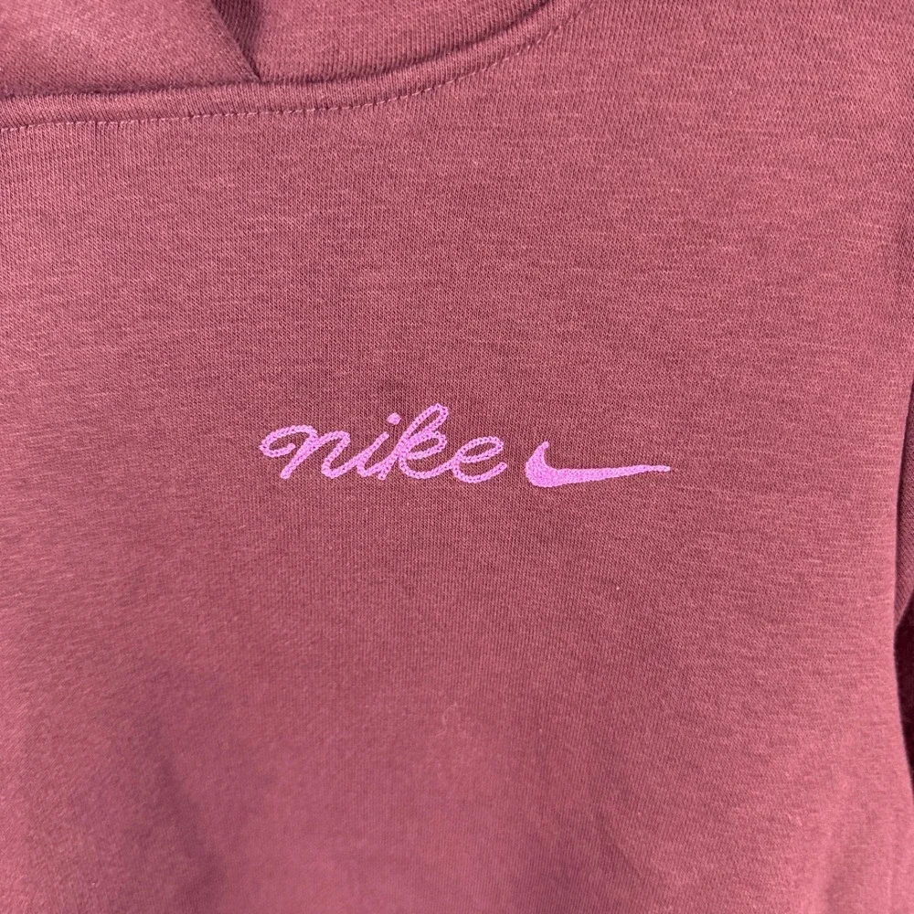 Nike Womens Cropped Hoodie Medium Burgundy Long Sleeve Swoosh IM7494-652‎